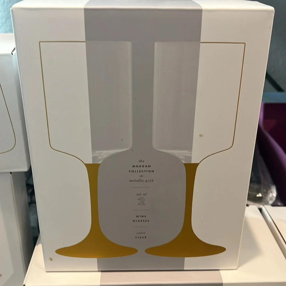 Anthropologie Morgan Metallic Wine Glasses, NIP - Picture 4 of 4